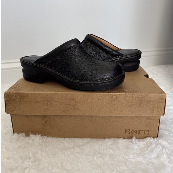 Born Mount II Black Leather Platform Clogs Size 9 Comfort Slip-On Shoes like new - Picture 14 of 16